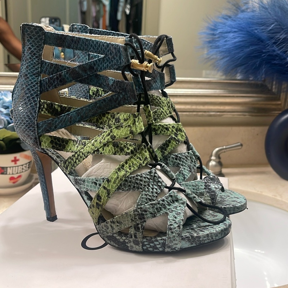 Aldo blue/green Ramiya Crocodile Heels